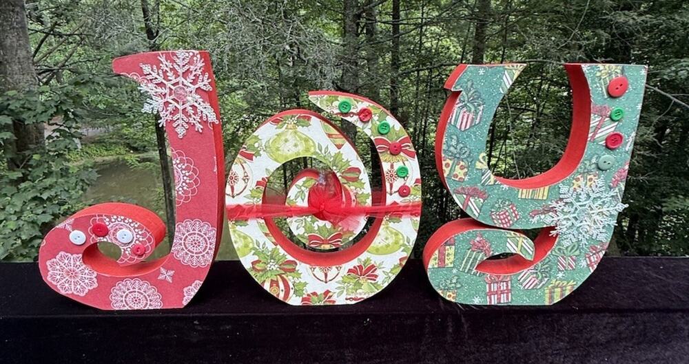 JOY J-O-Y Holiday Christmas Letters Self Standing Home Decor Large Size Cute!